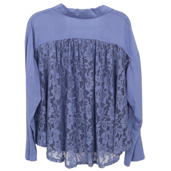 Umgee Lace Shirt Womens S Blue Twee Feminine Boho Grannycore‎ Slouchy Romantic - Picture 4 of 16